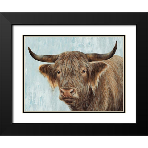 Bull Black Modern Wood Framed Art Print with Double Matting by Perejogina, Dina