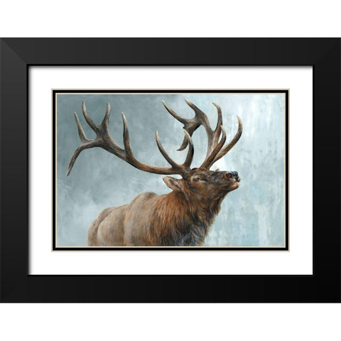 Rising Bull Elk  Black Modern Wood Framed Art Print with Double Matting by Perejogina, Dina