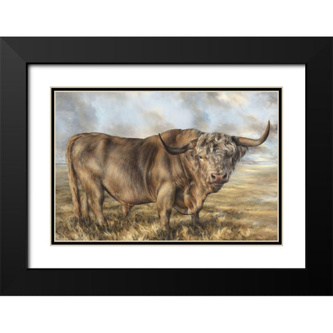 Highland Brown Bull  Black Modern Wood Framed Art Print with Double Matting by Perejogina, Dina