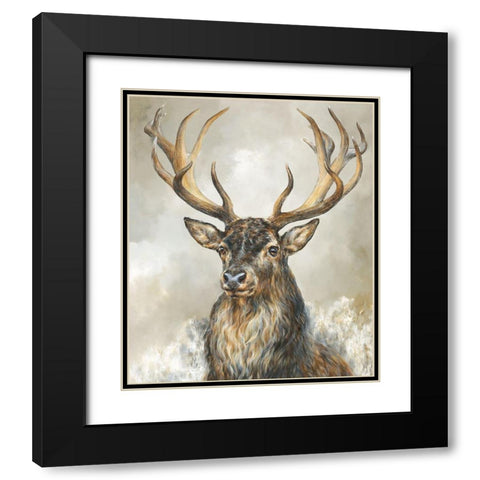 Deer Hart  Black Modern Wood Framed Art Print with Double Matting by Perejogina, Dina