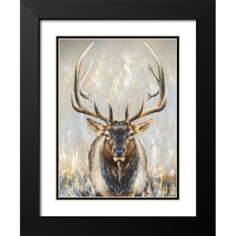 Imperial Bull Elk Black Modern Wood Framed Art Print with Double Matting by Perejogina, Dina