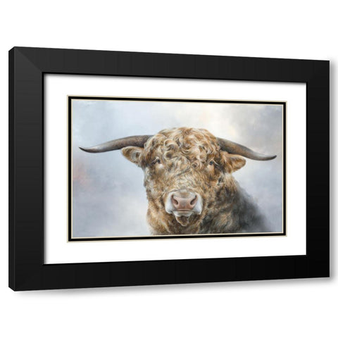 Mighty Bull Black Modern Wood Framed Art Print with Double Matting by Perejogina, Dina