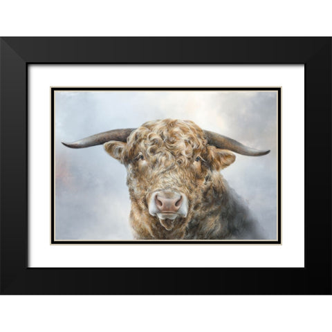 Mighty Bull Black Modern Wood Framed Art Print with Double Matting by Perejogina, Dina