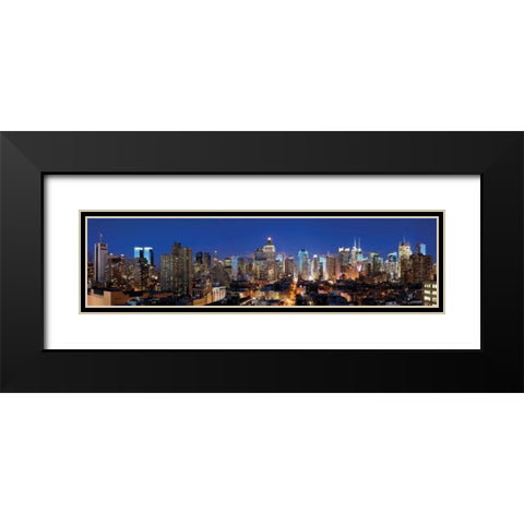 NYC Times Square West Black Modern Wood Framed Art Print with Double Matting by Stein, Daniel