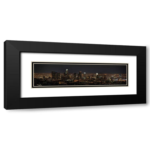 LA Night Panorama Black Modern Wood Framed Art Print with Double Matting by Stein, Daniel