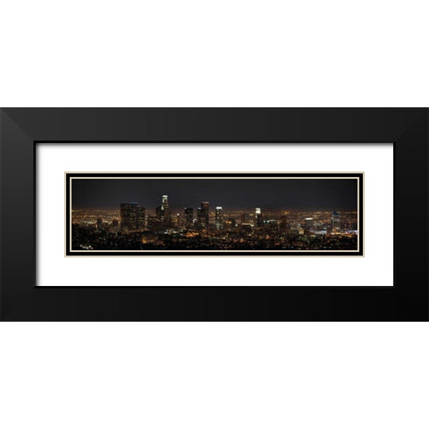 LA Night Panorama Black Modern Wood Framed Art Print with Double Matting by Stein, Daniel