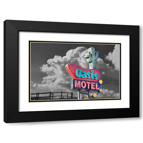 Oasis Motel Vintage Sign Black Modern Wood Framed Art Print with Double Matting by Stein, Daniel
