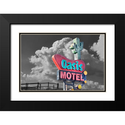 Oasis Motel Vintage Sign Black Modern Wood Framed Art Print with Double Matting by Stein, Daniel