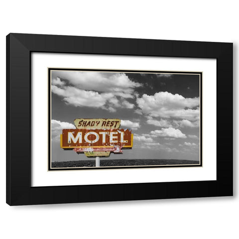 Shady Rest Motel Vintage Sign Black Modern Wood Framed Art Print with Double Matting by Stein, Daniel