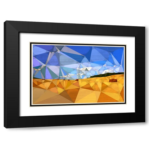 Broad View Blue II Black Modern Wood Framed Art Print with Double Matting by Varrasso, Enrico