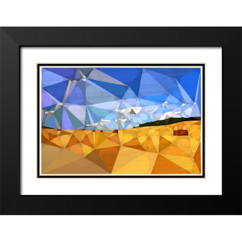 Broad View Blue II Black Modern Wood Framed Art Print with Double Matting by Varrasso, Enrico