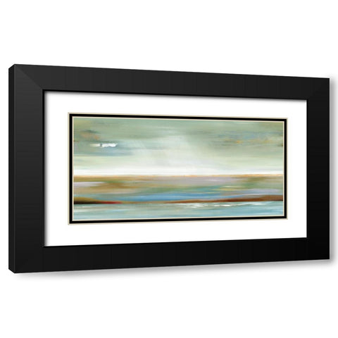 Abstracted Layers Black Modern Wood Framed Art Print with Double Matting by Lera