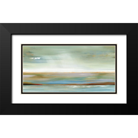 Abstracted Layers Black Modern Wood Framed Art Print with Double Matting by Lera