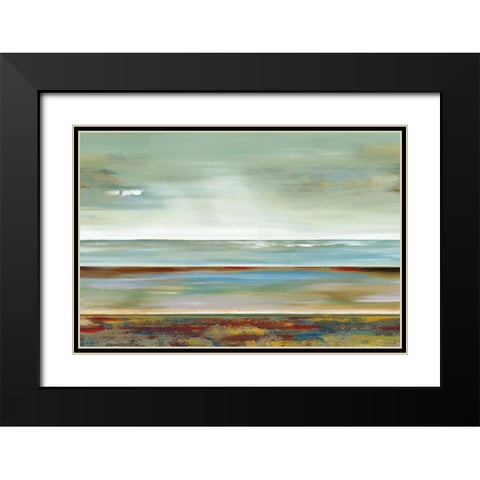 Abstracted Layers Black Modern Wood Framed Art Print with Double Matting by Lera