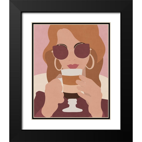 In the Cafe  Black Modern Wood Framed Art Print with Double Matting by Leonard, Sarah