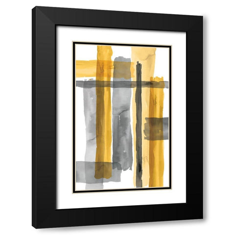 Golden Criss Cross Black Modern Wood Framed Art Print with Double Matting by Wattes, Eva