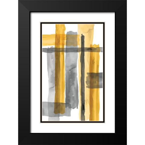 Golden Criss Cross Black Modern Wood Framed Art Print with Double Matting by Wattes, Eva