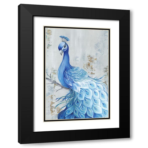 Peacock Paradise Black Modern Wood Framed Art Print with Double Matting by Watts, Eva