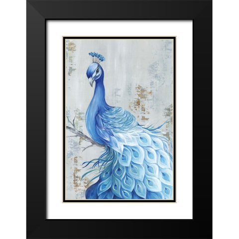 Peacock Paradise Black Modern Wood Framed Art Print with Double Matting by Watts, Eva
