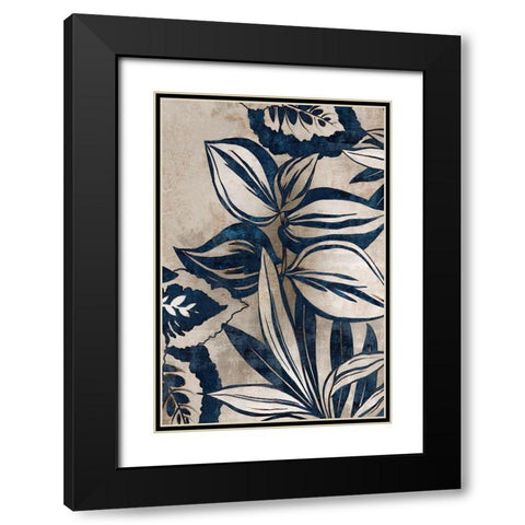 Blue Foliage I  Black Modern Wood Framed Art Print with Double Matting by Watts, Eva