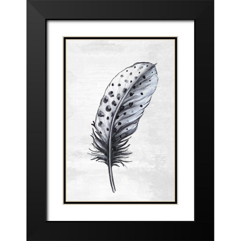 Indigo Feather II Black Modern Wood Framed Art Print with Double Matting by Watts, Eva