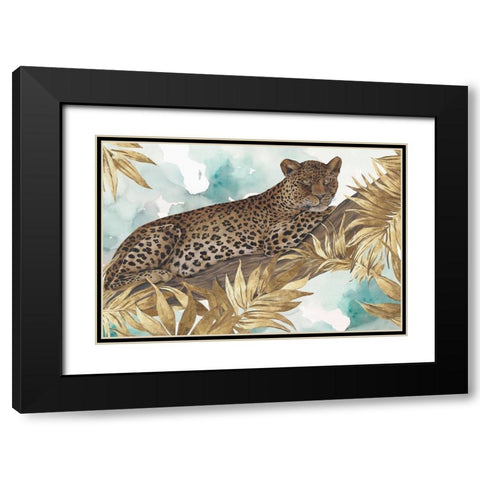 Golden Leopard  Black Modern Wood Framed Art Print with Double Matting by Watts, Eva