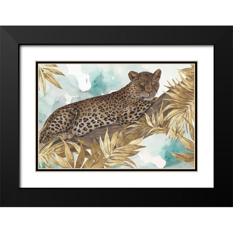 Golden Leopard  Black Modern Wood Framed Art Print with Double Matting by Watts, Eva