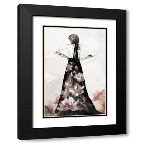 Blossomy Fashion II Black Modern Wood Framed Art Print with Double Matting by Watts, Eva