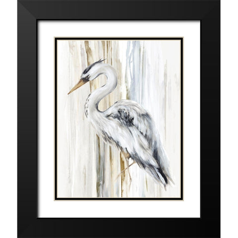 River Heron II Black Modern Wood Framed Art Print with Double Matting by Watts, Eva