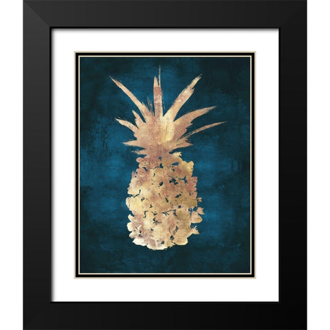 Golden Night Pineapple Black Modern Wood Framed Art Print with Double Matting by Watts, Eva