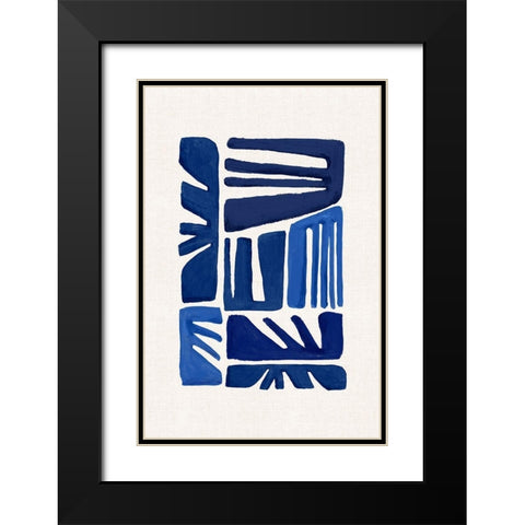 Indigo Form II Black Modern Wood Framed Art Print with Double Matting by Watts, Eva