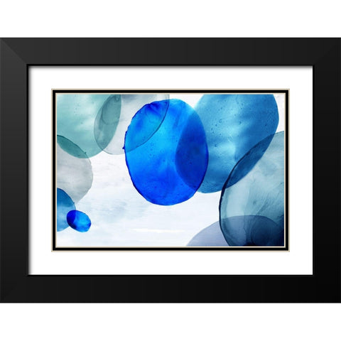 Blue Bubbles  Black Modern Wood Framed Art Print with Double Matting by Watts, Eva