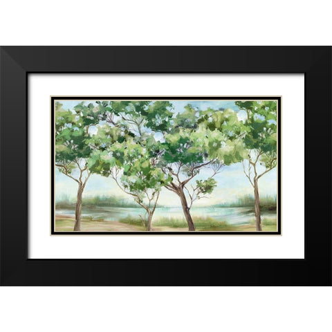 Summer Green Forest I  Black Modern Wood Framed Art Print with Double Matting by Watts, Eva