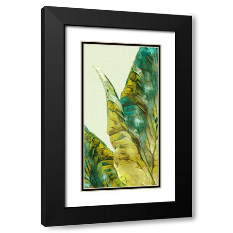 Tropical Green Leaves I  Black Modern Wood Framed Art Print with Double Matting by Watts, Eva