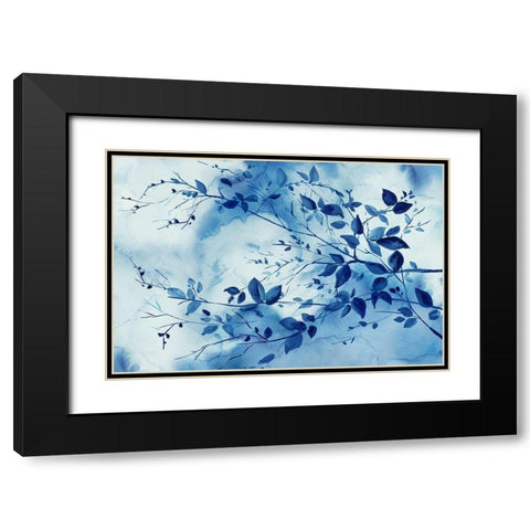 Indigo Branches  Black Modern Wood Framed Art Print with Double Matting by Watts, Eva