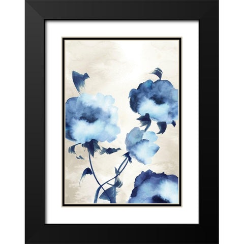 Silky Floral II Black Modern Wood Framed Art Print with Double Matting by Watts, Eva