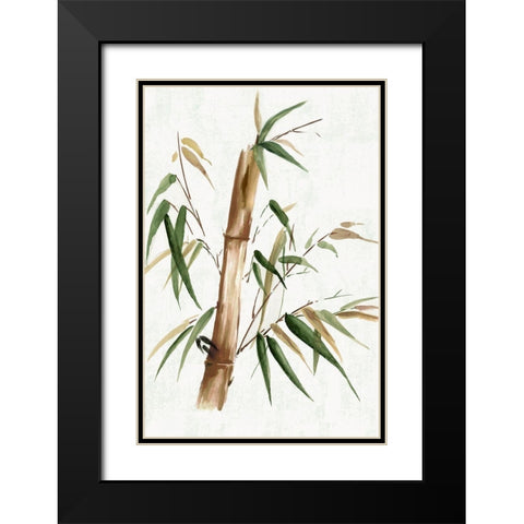 Green Bamboo II Black Modern Wood Framed Art Print with Double Matting by Watts, Eva