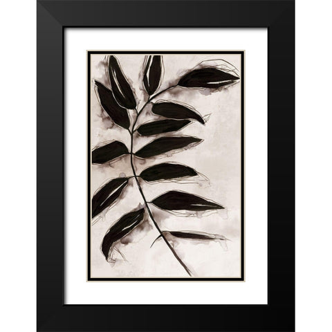 Leaves II  Black Modern Wood Framed Art Print with Double Matting by Watts, Eva