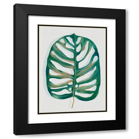 Modern Tropic Leaf I  Black Modern Wood Framed Art Print with Double Matting by Watts, Eva