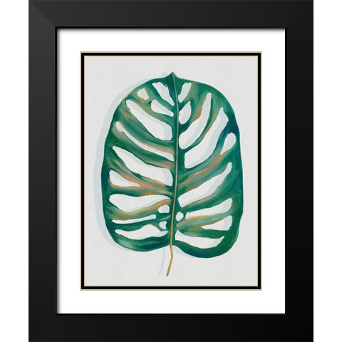 Modern Tropic Leaf I  Black Modern Wood Framed Art Print with Double Matting by Watts, Eva