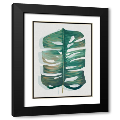 Modern Tropic Leaf III Black Modern Wood Framed Art Print with Double Matting by Watts, Eva