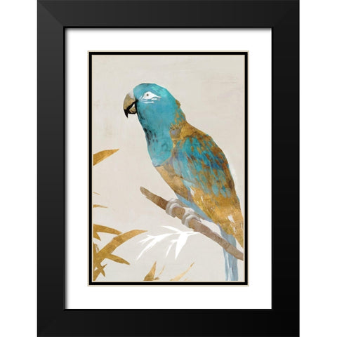Blue Parrot II Black Modern Wood Framed Art Print with Double Matting by Isabelle Z