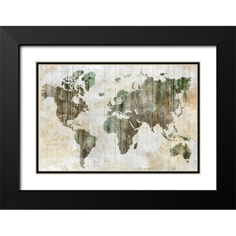 World Map I  Black Modern Wood Framed Art Print with Double Matting by Isabelle Z