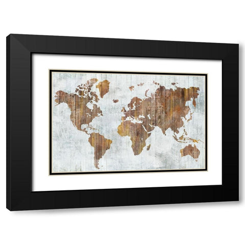 World Map II  Black Modern Wood Framed Art Print with Double Matting by Isabelle Z