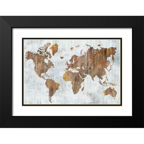 World Map II  Black Modern Wood Framed Art Print with Double Matting by Isabelle Z