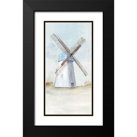 Blue Windmill I  Black Modern Wood Framed Art Print with Double Matting by Isabelle Z