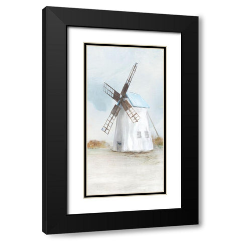 Blue Windmill II  Black Modern Wood Framed Art Print with Double Matting by Isabelle Z