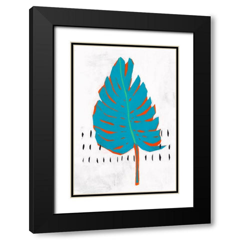 Blue Tropical Leaf I  Black Modern Wood Framed Art Print with Double Matting by Isabelle Z