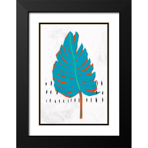 Blue Tropical Leaf I  Black Modern Wood Framed Art Print with Double Matting by Isabelle Z
