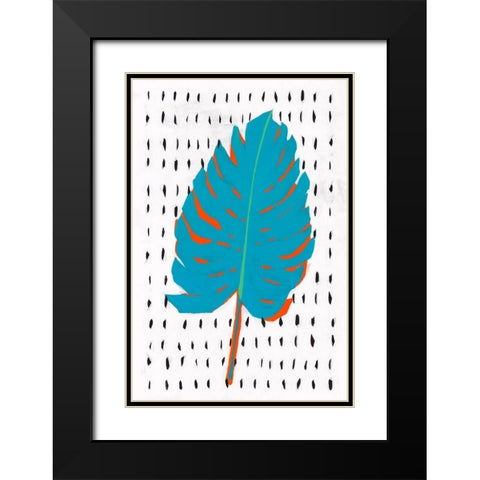 Blue Tropical Leaf II  Black Modern Wood Framed Art Print with Double Matting by Isabelle Z